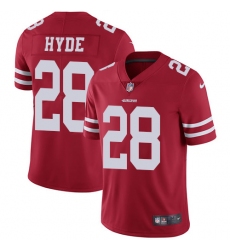 Men's Nike San Francisco 49ers #28 Carlos Hyde Red Team Color Vapor Untouchable Limited Player NFL Jersey