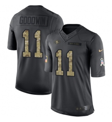 Men's Nike San Francisco 49ers #11 Marquise Goodwin Limited Black 2016 Salute to Service NFL Jersey