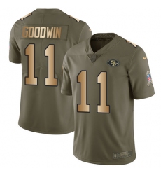 Youth Nike San Francisco 49ers #11 Marquise Goodwin Limited Olive/Gold 2017 Salute to Service NFL Jersey