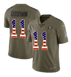 Youth Nike San Francisco 49ers #11 Marquise Goodwin Limited Olive/USA Flag 2017 Salute to Service NFL Jersey