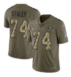 Men's Nike San Francisco 49ers #74 Joe Staley Limited Olive/Camo 2017 Salute to Service NFL Jersey