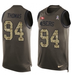 Men's Nike San Francisco 49ers #94 Solomon Thomas Limited Green Salute to Service Tank Top NFL Jersey