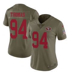 Women's Nike San Francisco 49ers #94 Solomon Thomas Limited Olive 2017 Salute to Service NFL Jersey