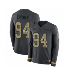 Youth Nike San Francisco 49ers #94 Solomon Thomas Limited Black Salute to Service Therma Long Sleeve NFL Jersey
