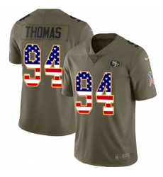 Youth Nike San Francisco 49ers #94 Solomon Thomas Limited Olive/USA Flag 2017 Salute to Service NFL Jersey