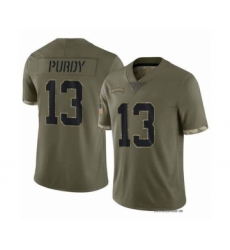Men's San Francisco 49ers #13 Brock Purdy 2022 Olive Salute To Service Limited Stitched Jersey