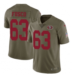 Youth Nike San Francisco 49ers #63 Brandon Fusco Limited Olive 2017 Salute to Service NFL Jersey