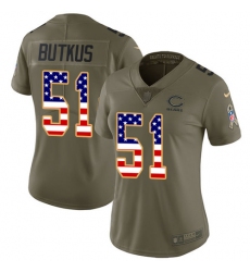 Women's Nike Chicago Bears #51 Dick Butkus Limited Olive/USA Flag Salute to Service NFL Jersey