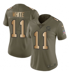 Women's Nike Chicago Bears #11 Kevin White Limited Olive/Gold Salute to Service NFL Jersey