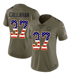 Women's Nike Chicago Bears #37 Bryce Callahan Limited Olive/USA Flag Salute to Service NFL Jersey