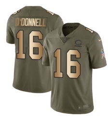 Men's Nike Chicago Bears #16 Pat O'Donnell Limited Olive/Gold Salute to Service NFL Jersey