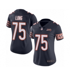 Women's Chicago Bears #75 Kyle Long Navy Blue Team Color 100th Season Limited Football Jersey