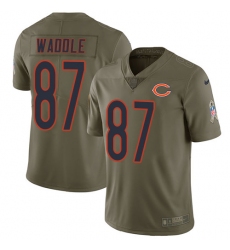 Men's Nike Chicago Bears #87 Tom Waddle Limited Olive 2017 Salute to Service NFL Jersey