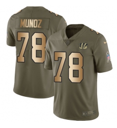 Youth Nike Cincinnati Bengals #78 Anthony Munoz Limited Olive/Gold 2017 Salute to Service NFL Jersey