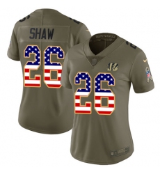 Women's Nike Cincinnati Bengals #26 Josh Shaw Limited Olive/USA Flag 2017 Salute to Service NFL Jersey