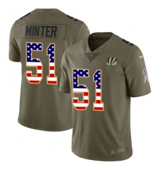 Youth Nike Cincinnati Bengals #51 Kevin Minter Limited Olive/USA Flag 2017 Salute to Service NFL Jersey