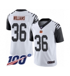 Men's Cincinnati Bengals #36 Shawn Williams Limited White Rush Vapor Untouchable 100th Season Football Jersey