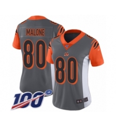Women's Cincinnati Bengals #80 Josh Malone Limited Silver Inverted Legend 100th Season Football Jersey