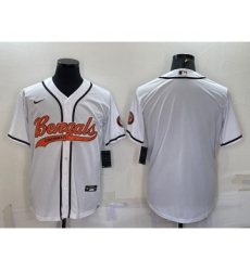 Men's Cincinnati Bengals Blank White With Patch Cool Base Stitched Baseball Jersey