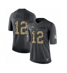 Men's Denver Broncos #12 Brendan Langley Limited Black 2016 Salute to Service Football Jersey