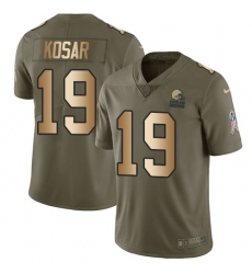 Youth Nike Cleveland Browns #19 Bernie Kosar Limited Olive/Gold 2017 Salute to Service NFL Jersey