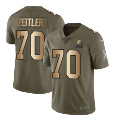 Men's Nike Cleveland Browns #70 Kevin Zeitler Limited Olive/Gold 2017 Salute to Service NFL Jersey