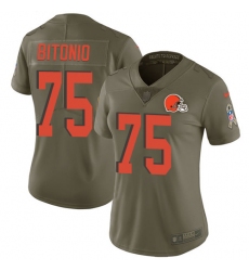 Women's Nike Cleveland Browns #75 Joel Bitonio Limited Olive 2017 Salute to Service NFL Jersey