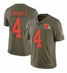 Men's Nike Cleveland Browns #4 Britton Colquitt Limited Olive 2017 Salute to Service NFL Jersey