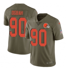 Youth Nike Cleveland Browns #90 Emmanuel Ogbah Limited Olive 2017 Salute to Service NFL Jersey