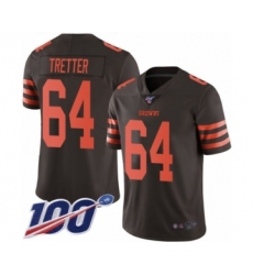 Men's Cleveland Browns #64 JC Tretter Limited Brown Rush Vapor Untouchable 100th Season Football Jersey
