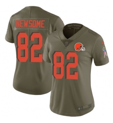 Women's Nike Cleveland Browns #82 Ozzie Newsome Limited Olive 2017 Salute to Service NFL Jersey