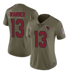 Women's Nike Arizona Cardinals #13 Kurt Warner Limited Olive 2017 Salute to Service NFL Jersey