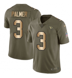 Youth Nike Arizona Cardinals #3 Carson Palmer Limited Olive/Gold 2017 Salute to Service NFL Jersey