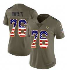 Women's Nike Arizona Cardinals #76 Mike Iupati Limited Olive/USA Flag 2017 Salute to Service NFL Jersey