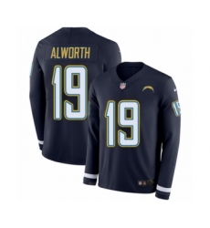 Men's Nike Los Angeles Chargers #19 Lance Alworth Limited Navy Blue Therma Long Sleeve NFL Jersey
