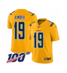 Youth Los Angeles Chargers #19 Lance Alworth Limited Gold Inverted Legend 100th Season Football Jersey