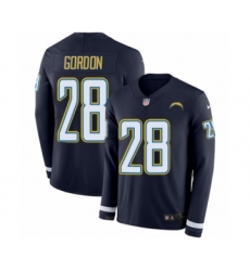Men's Nike Los Angeles Chargers #28 Melvin Gordon Limited Navy Blue Therma Long Sleeve NFL Jersey