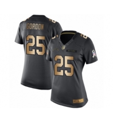 Women's Los Angeles Chargers #25 Melvin Gordon Limited Black Gold Salute to Service Football Jersey