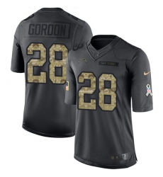 Youth Nike Los Angeles Chargers #28 Melvin Gordon Limited Black 2016 Salute to Service NFL Jersey