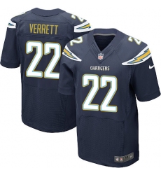 Men's Nike Los Angeles Chargers #22 Jason Verrett Elite Navy Blue Team Color NFL Jersey