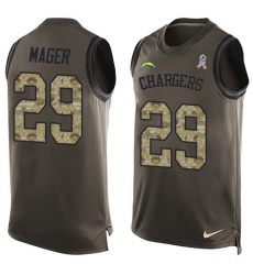Men's Nike Los Angeles Chargers #29 Craig Mager Limited Green Salute to Service Tank Top NFL Jersey