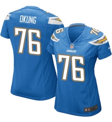 Women's Nike Los Angeles Chargers #76 Russell Okung Game Electric Blue Alternate NFL Jersey