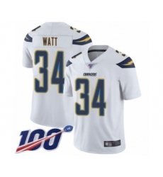 Men's Los Angeles Chargers #34 Derek Watt White Vapor Untouchable Limited Player 100th Season Football Jersey