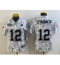 Women's Dallas Cowboys #12 Roger Staubach 2024 F.U.S.E Arctic Camo Salute To Service Limited Stitched Football Jersey