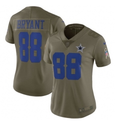 Women's Nike Dallas Cowboys #88 Dez Bryant Limited Olive 2017 Salute to Service NFL Jersey