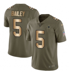 Men's Nike Dallas Cowboys #5 Dan Bailey Limited Olive/Gold 2017 Salute to Service NFL Jersey