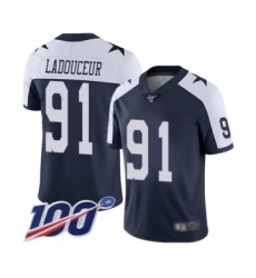 Men's Dallas Cowboys #91 L. P. Ladouceur Navy Blue Throwback Alternate Vapor Untouchable Limited Player 100th Season Football Jersey