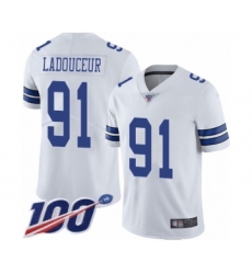 Men's Dallas Cowboys #91 L. P. Ladouceur White Vapor Untouchable Limited Player 100th Season Football Jersey