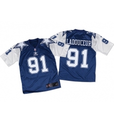 Men's Nike Dallas Cowboys #91 L. P. Ladouceur Elite Navy/White Throwback NFL Jersey