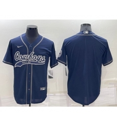 Men's Dallas Cowboys Customized Navy Cool Base Stitched Baseball Jersey